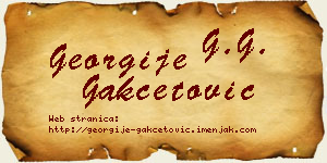 Georgije Gakčetović vizit kartica